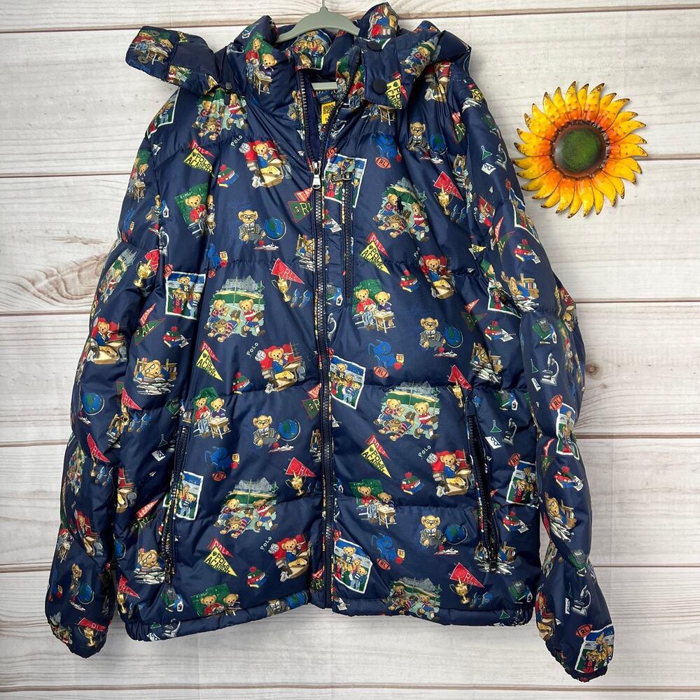 Polo Ralph Lauren Polo Bear Puffer Jacket XL (18-20) Navy Blue‎